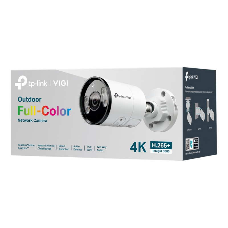 TP-Link Bullet Outdoor Network Camera "InSight S385", 2.8mm, 4K (8MP), Full-Color, PoE, IP67, Metal