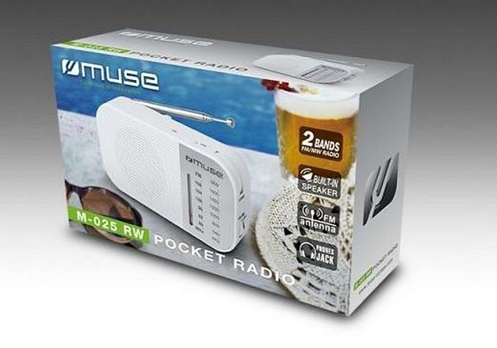 MUSE M-025 RW, Analog Tuner FM/MW, White