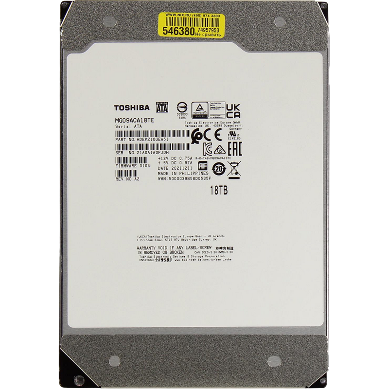 Жесткий диск Toshiba Enterprise Capacity MG09ACA, 3.5