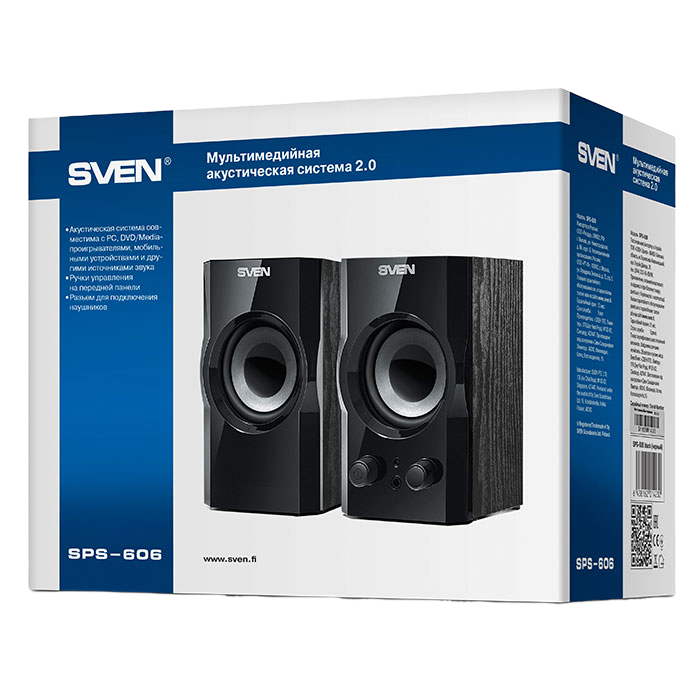 Компьютерные колонки 2.0 SVEN SPS-606, Чёрный
