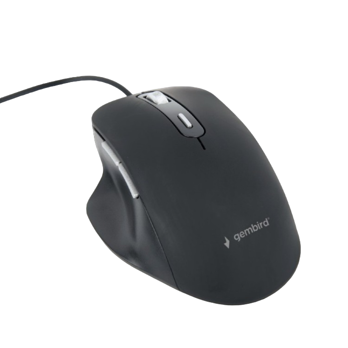 Mouse Gembird MUS-6B-02, 1200-3200 dpi, 6 buttons, Ergonomic, 1.35m, Black, USB 