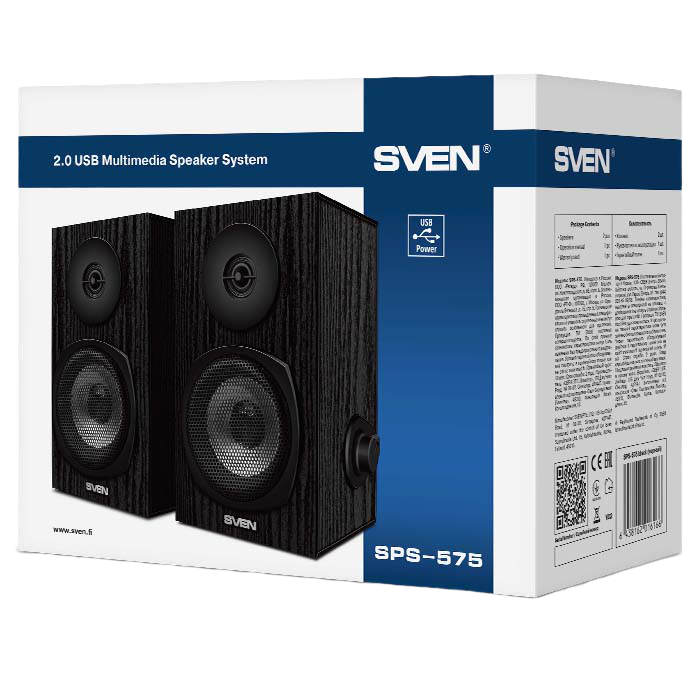 Компьютерные колонки 2.0 SVEN SPS-575, Чёрный