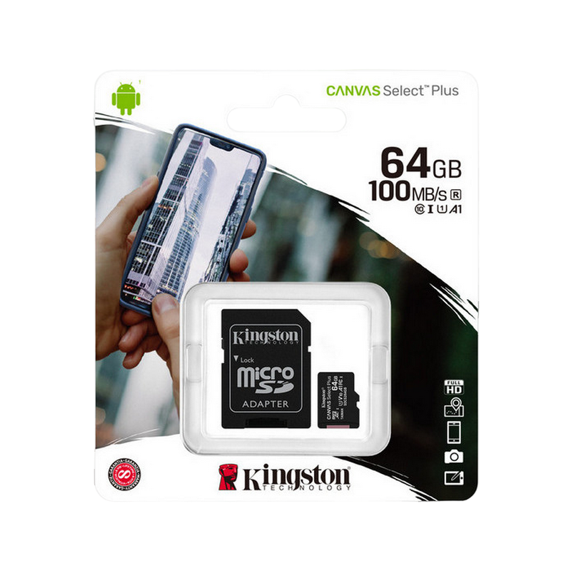 Карта памяти Kingston Canvas Select+, 64Гб (SDCS2/64GB)