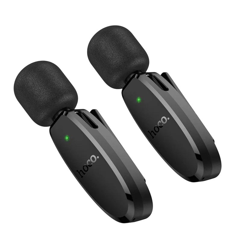 Портативный записывающий микрофон Hoco L15 Беспроводной/Проводной Черный