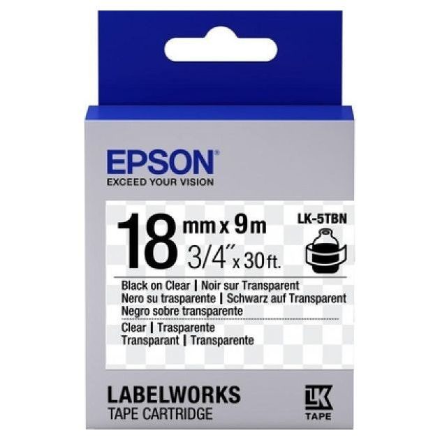 Tape Cartridge EPSON LK-5TBN; 18mm/9m Transparent, Black/Transparent, C53S655008