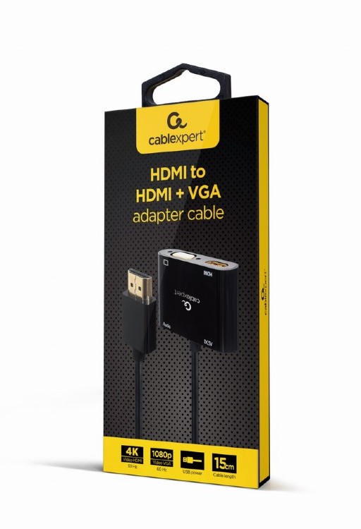 Adapter HDMI M to HDMI&VGA F + AUX, Cablexpert