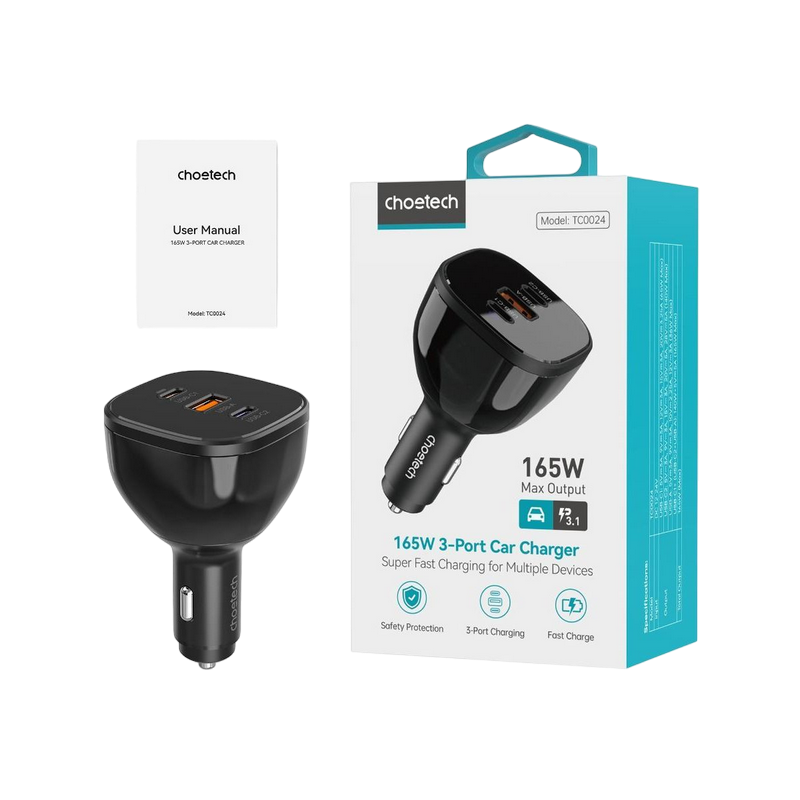 Incărcător auto Choetech TC0024, 165W, Negru