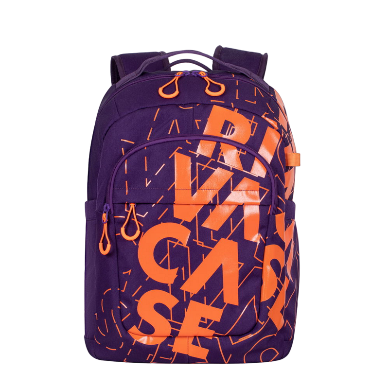 Rucsac zilnic RivaCase Heide, 15.6", Poliester, Violet/Portocaliu