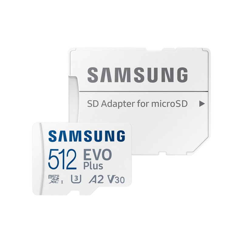 .512GB MicroSD (Class 10) UHS-I (U3) +SD adapter, Samsung EVO Plus 2024 "MB-MC512SA" (R:160MB/s)