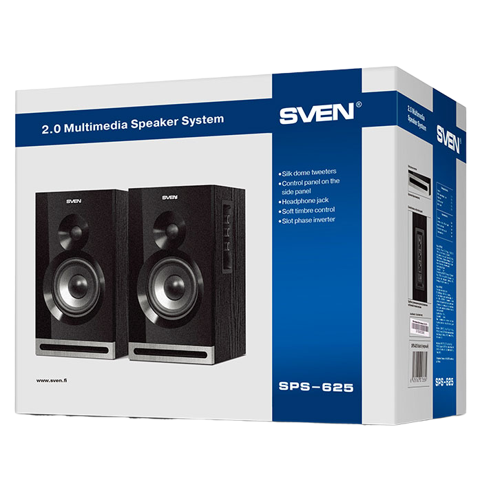 Компьютерные колонки 2.0 SVEN SPS-625, Чёрный