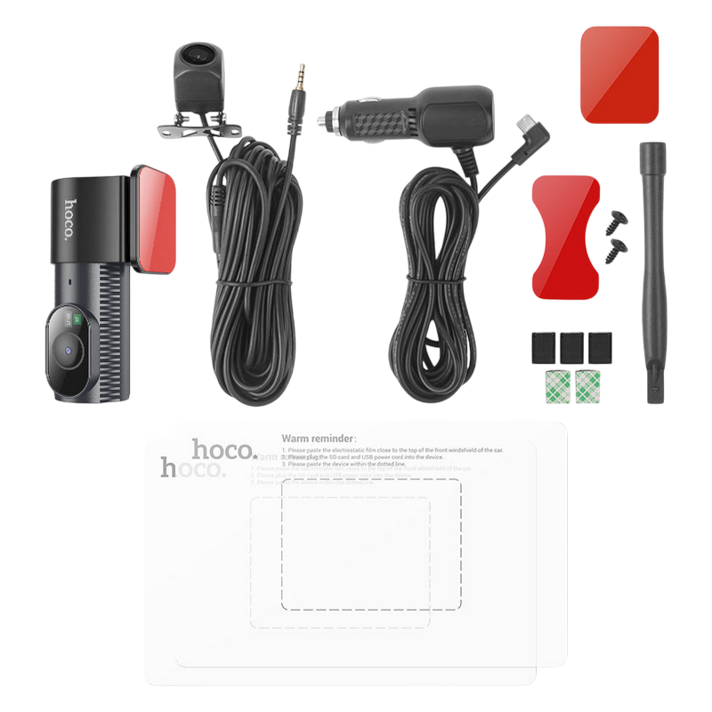 Комплект видеорегистраторов передней и задней панели автомобиля Hoco DV8 Черный