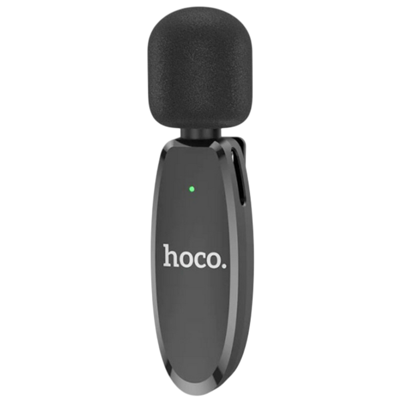 Портативный записывающий микрофон Hoco L15 Беспроводной/Проводной Черный