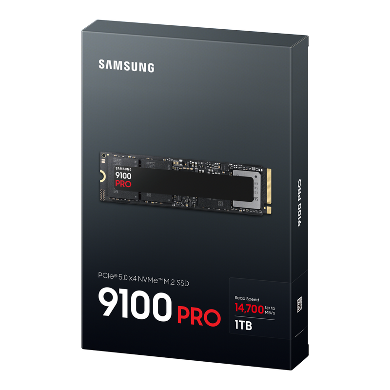 .M.2 NVMe SSD 1.0TB Samsung 9100 PRO "MZ-VAP1T0BW" [PCIe 5.0 x4, R/W:14700/13300MB/s, 1850K/2600K IO
