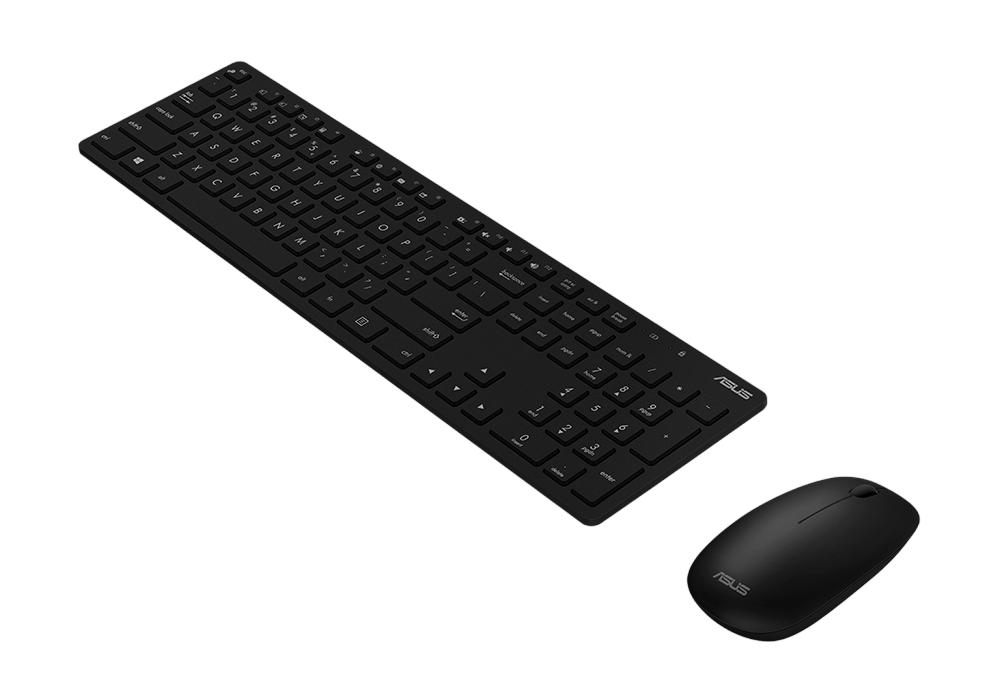 Wireless Keyboard & Mouse Asus W5000, Ultra-thin, Metal-like finish, Silent, 1xAA/2xAAA, Black