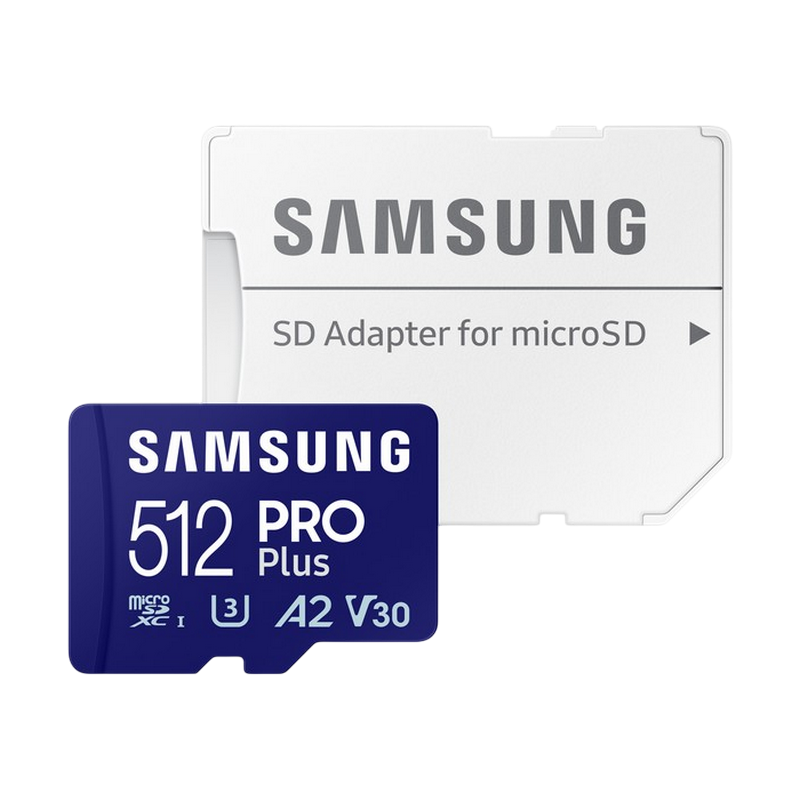 .512GB MicroSD (Class 10) UHS-I (U3) +SD adapter, Samsung PRO Plus "MB-MD512SA" (R/W:180/130MB/s)