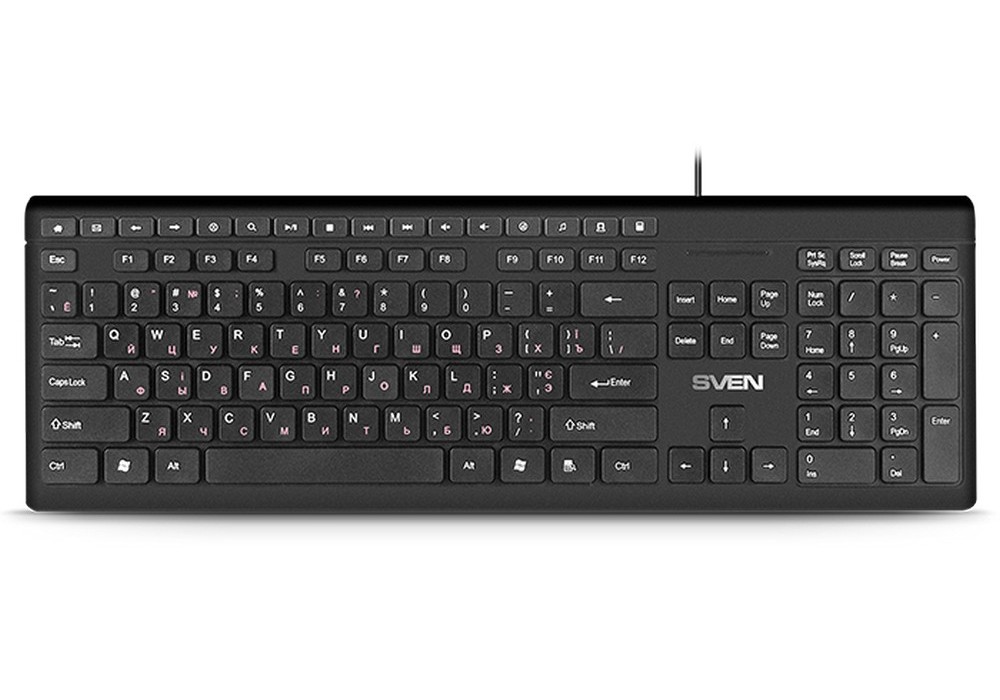 Keyboard SVEN KB-S307M, Multimedia, Power off key , Chocolate layout, Black, USB