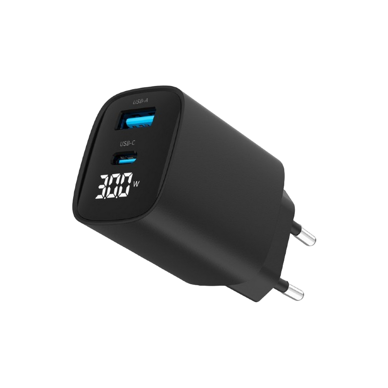 Încărcător Gembird TA-UC-PDQC30LCD-BK-01, 30W, Negru