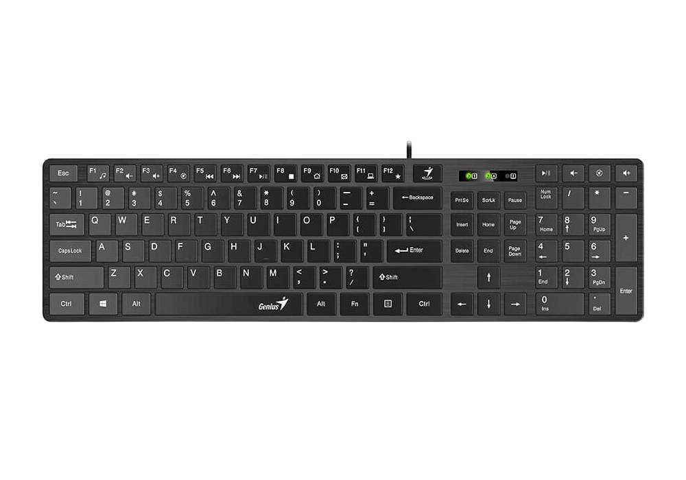 Клавиатура Genius SlimStar 126, Проводное, Чёрный