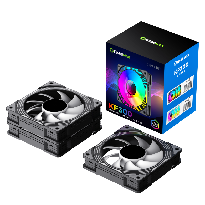PC Case Fan GAMEMAX FN12A-C8I, 120mm, ARGB, 31.21dB, 44.35 CFM, 800-1600RPM, Hydro Bearing, Black