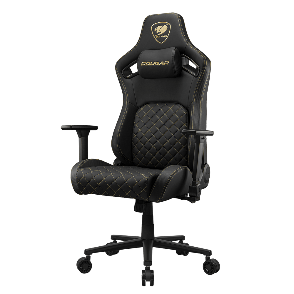 Scaun Gaming Cougar Defensor, Țesătură, PU Piele, Auriu