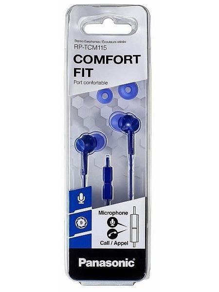  Earphones Panasonic RP-TCM115GCA Blue, Mic, 4pin 1*mini-jack 3.5mm