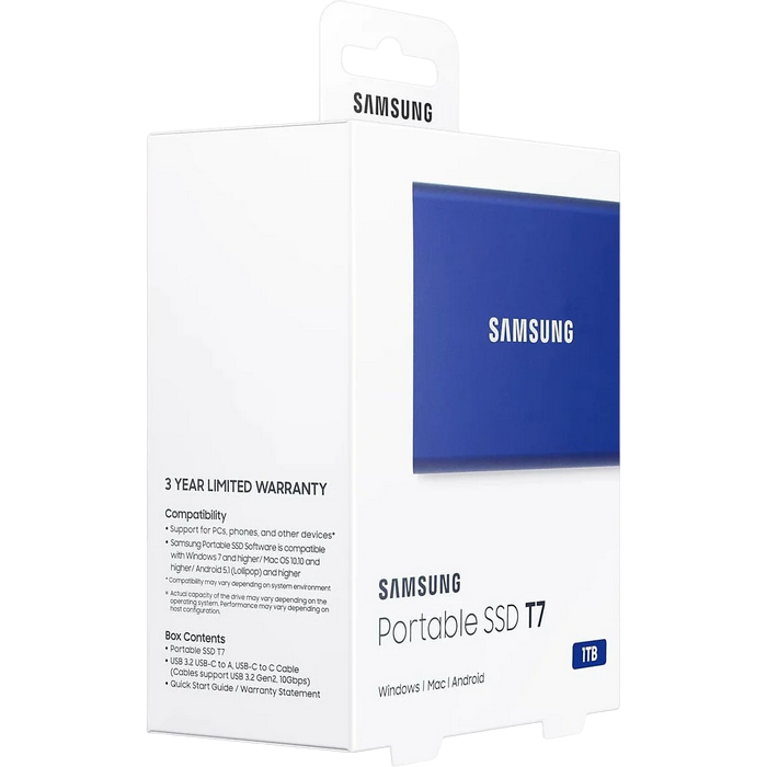 Samsung Portable SSD T7 Blue, USB-C 3.1, 1TB