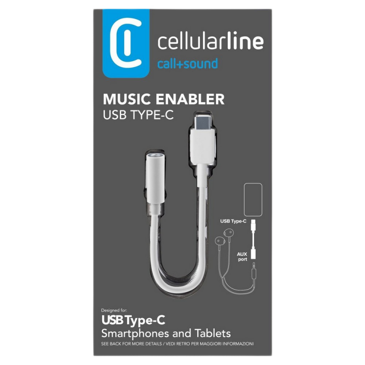 Adapter USB-C to 3.5mm Jack, Cellularline, White