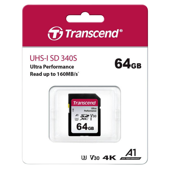 Карта памяти Transcend SDXC 340S, 64Гб (TS64GSDC340S)