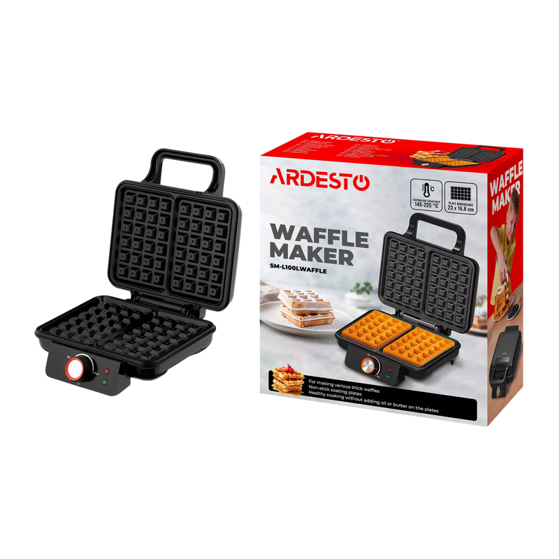 Вафельница ardesto sm-l100lwaffl, чёрный Thumbnail 5