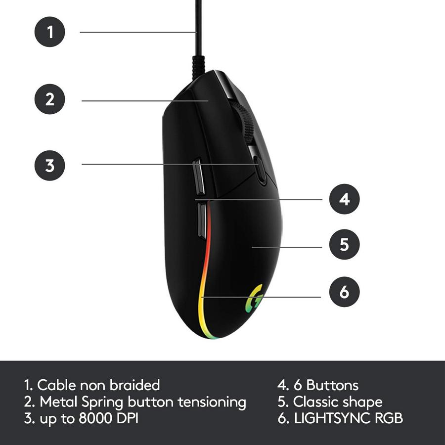 Игровая мышь Logitech G102, Чёрный