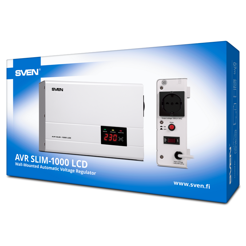 Stabilizator de Tensiune SVEN SLIM AVR-1000 LCD, 1000VA
