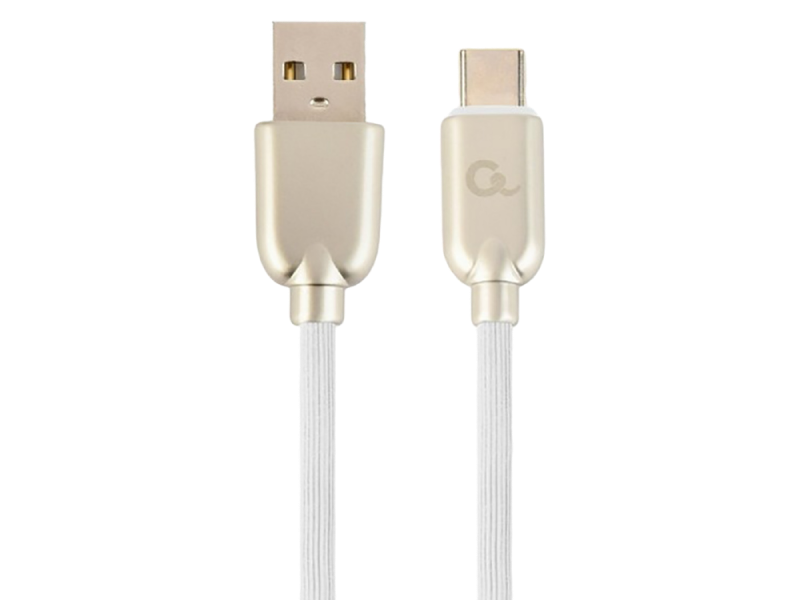  Blister Type-C /USB2.0, AM/CM,  2.0m, Cablexpert Premium Ruber White, CC-USB2R-AMCM-2M-W