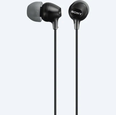 Earphones  SONY  MDR-EX15LP, 3pin 3.5mm jack L-shaped, Cable: 1.2m, Black
