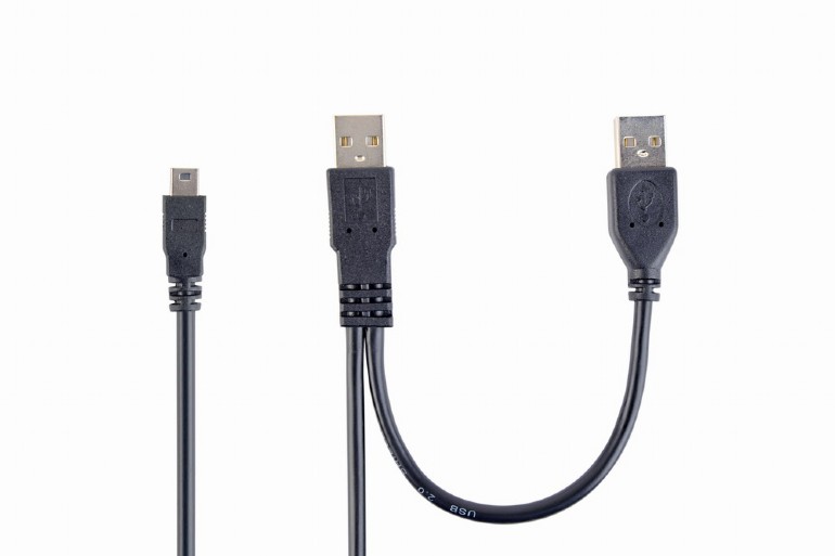 Cable Mini  dual USB2.0,  Mini B - 2AM, 0.9 m,  Cablexpert, High quality, CCP-USB22-AM5P-3