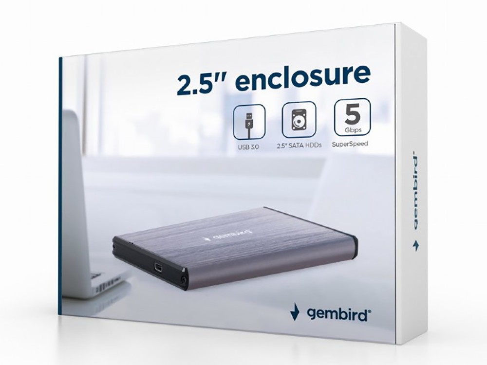 Внешний корпус Gembird EE2-U3S-3-LG, , Серый (EE2-U3S-3-LG)