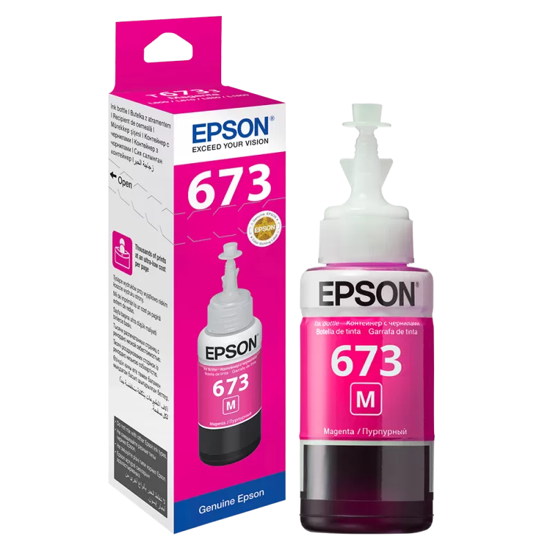 Контейнер с чернилами Epson T673, C13T67334A , Пурпурный