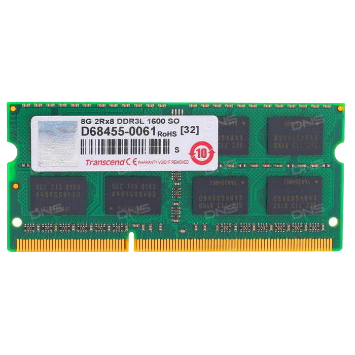 8GB DDR3 1600MHz SODIMM 204pin  Transcend PC12800, CL11, 1.35V