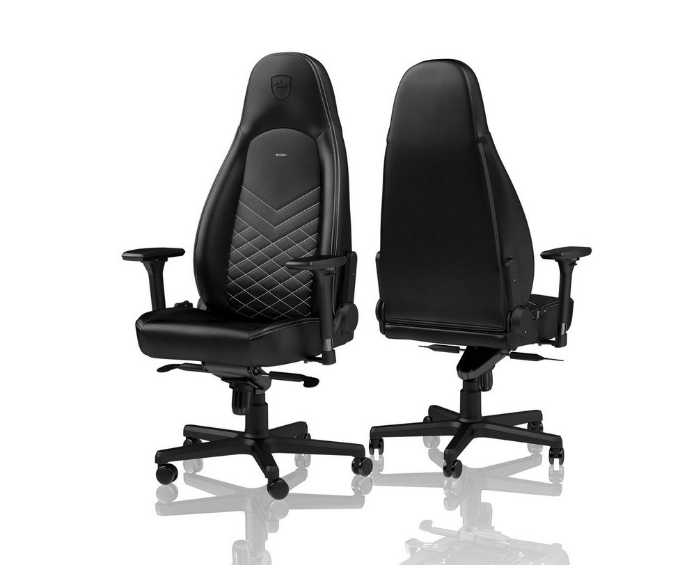 Игровое кресло Noblechairs Icon, Искусственная кожа, Черный/Белый