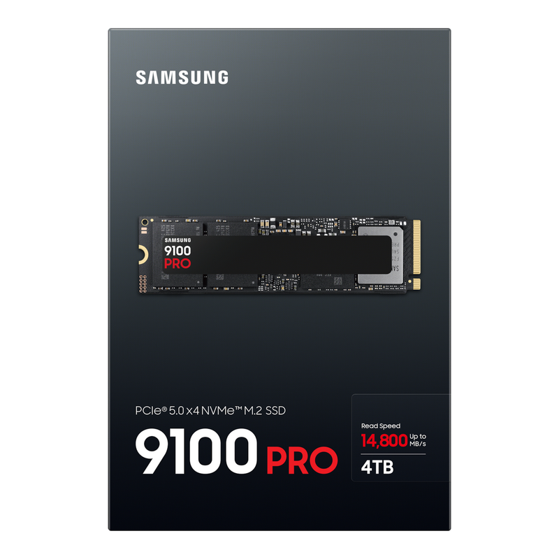 .M.2 NVMe SSD 4.0TB Samsung 9100 PRO "MZ-VAP4T0BW" [PCIe 5.0 x4, R/W:14800/13400MB/s, 2200K/2600K IO