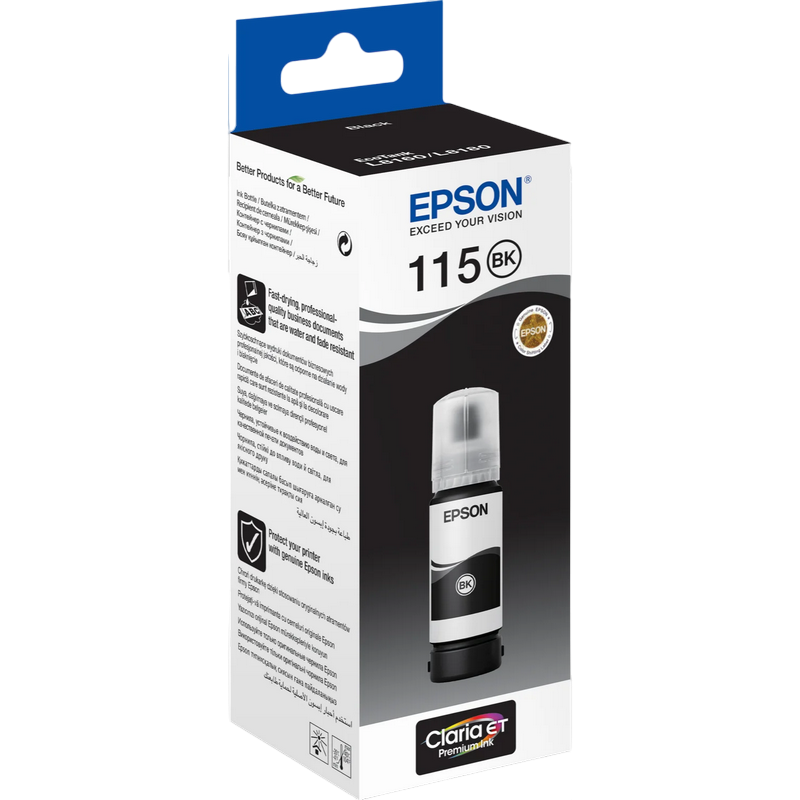 Ink  Epson C13T07C14A, 115 EcoTank Ink Bottle, Pigment Black