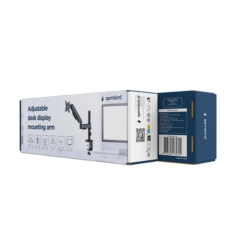 Suport birou pentru monitoare Gembird MA-DA1P-02 Negru