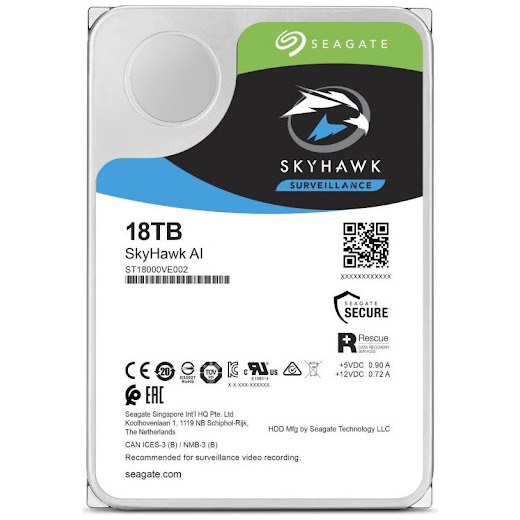 3.5" HDD 18.0TB-SATA-256MB Seagate  "SkyHawk AI Surveillance (ST18000VE002)"