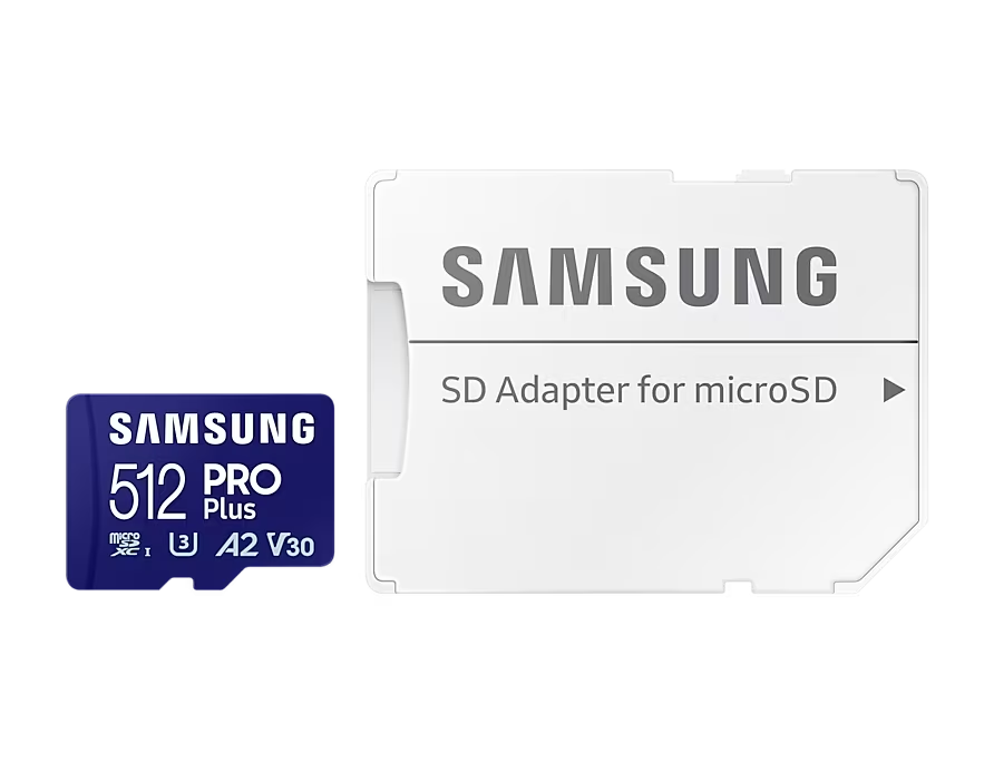 512GB MicroSD (Class 10) UHS-I (U3) +SD adapter, Samsung PRO Plus 