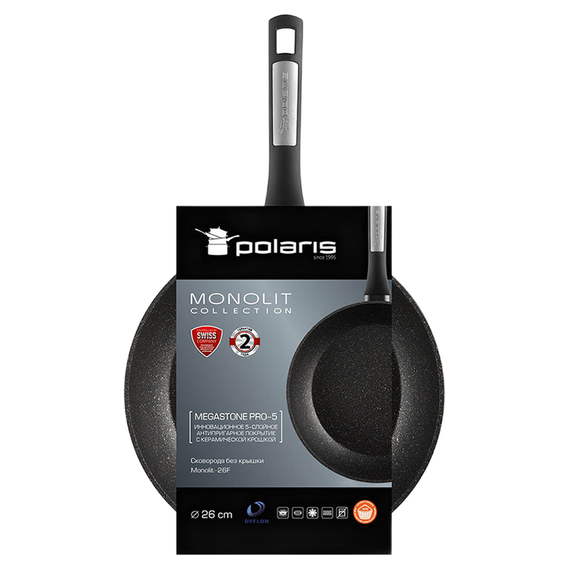 Сковорода polaris monolit-26f, 26cm, чёрный Thumbnail 2