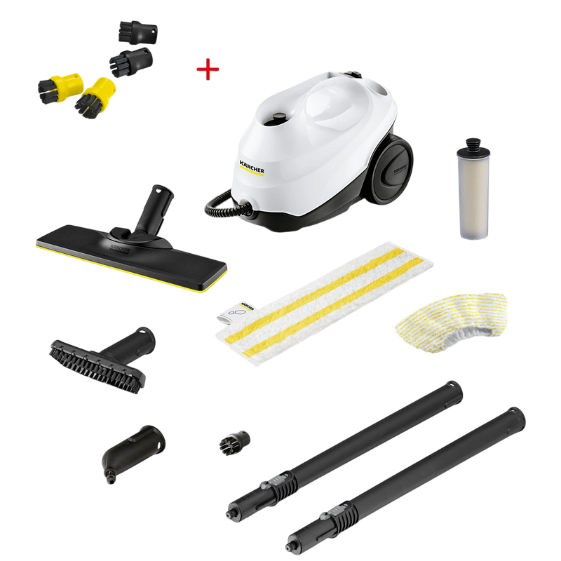 Aparat de curățat cu abur Karcher SC 3 EasyFix + Set duze perii rotunde 2.863-264.0, Alb