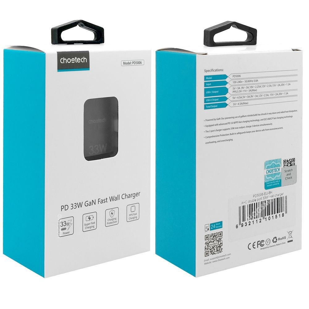 Încărcător Choetech PD5006-BK, 33W, Negru