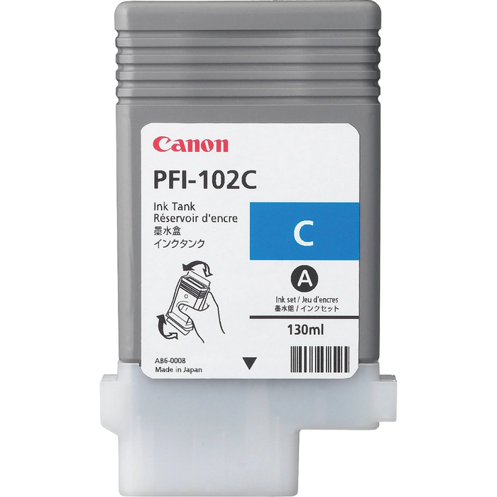 Ink Cartridge Canon PFI-102C cyan,130ml for iPF765,760,755,750,720,710,700,655,650,610,605