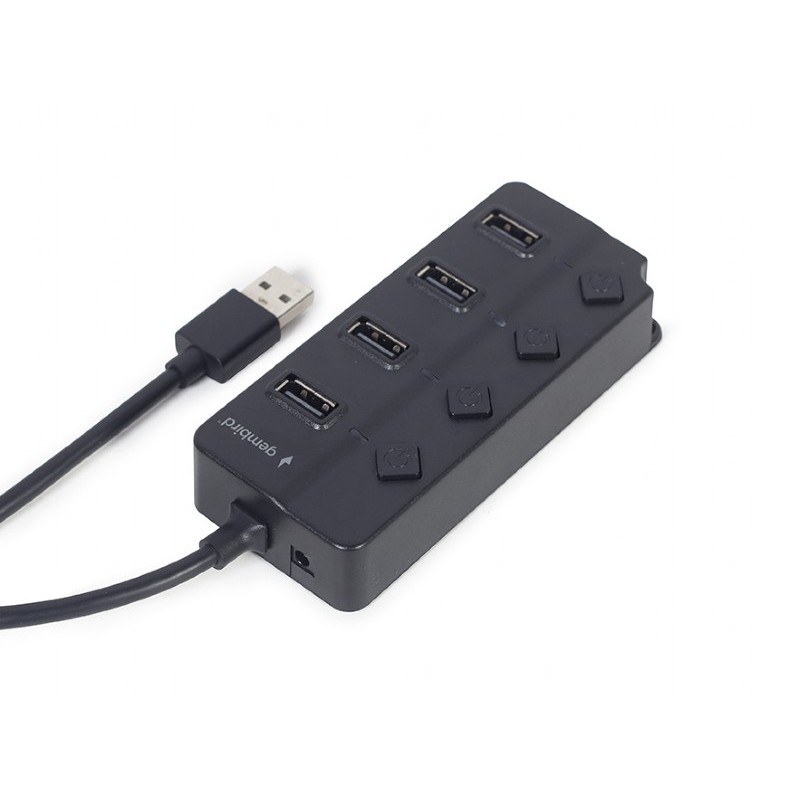 USB 2.0 Hub 4-port with switches, cable 80 cm, Gembird 