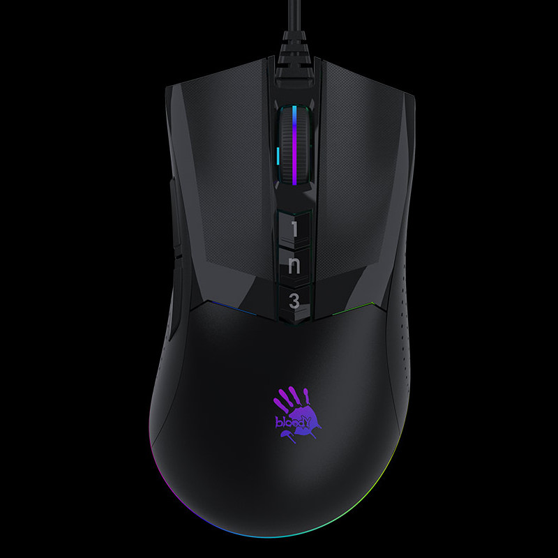 Gaming Mouse Bloody W90 Max, Optical, 100-10000 dpi, 8 buttons, RGB, Macro, Ergonomic, USB