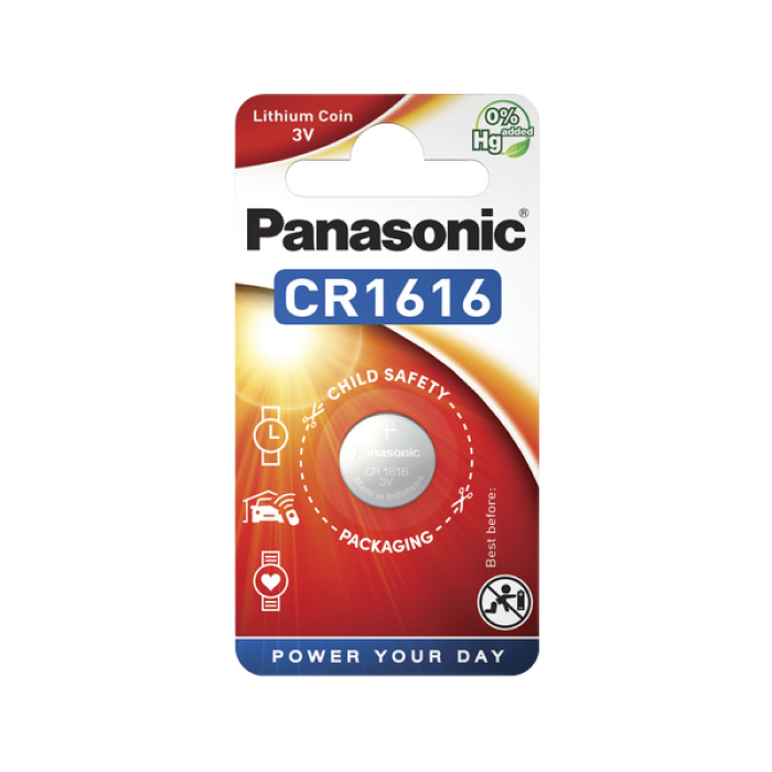 Дисковые батарейки Panasonic CR-1616EL, CR1616, 1шт.